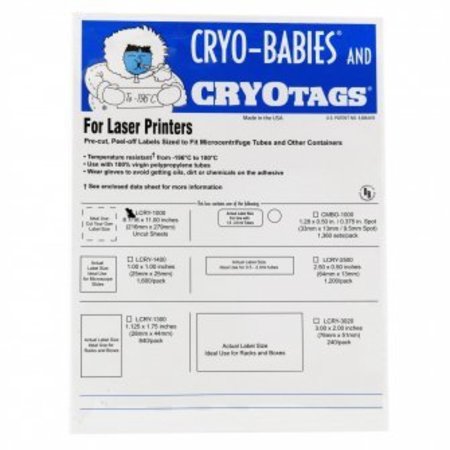 DIVERSIFIED BIOTECH Cryo-Tags, Blank, 8.5x11, 20/pk, 20PK 247104